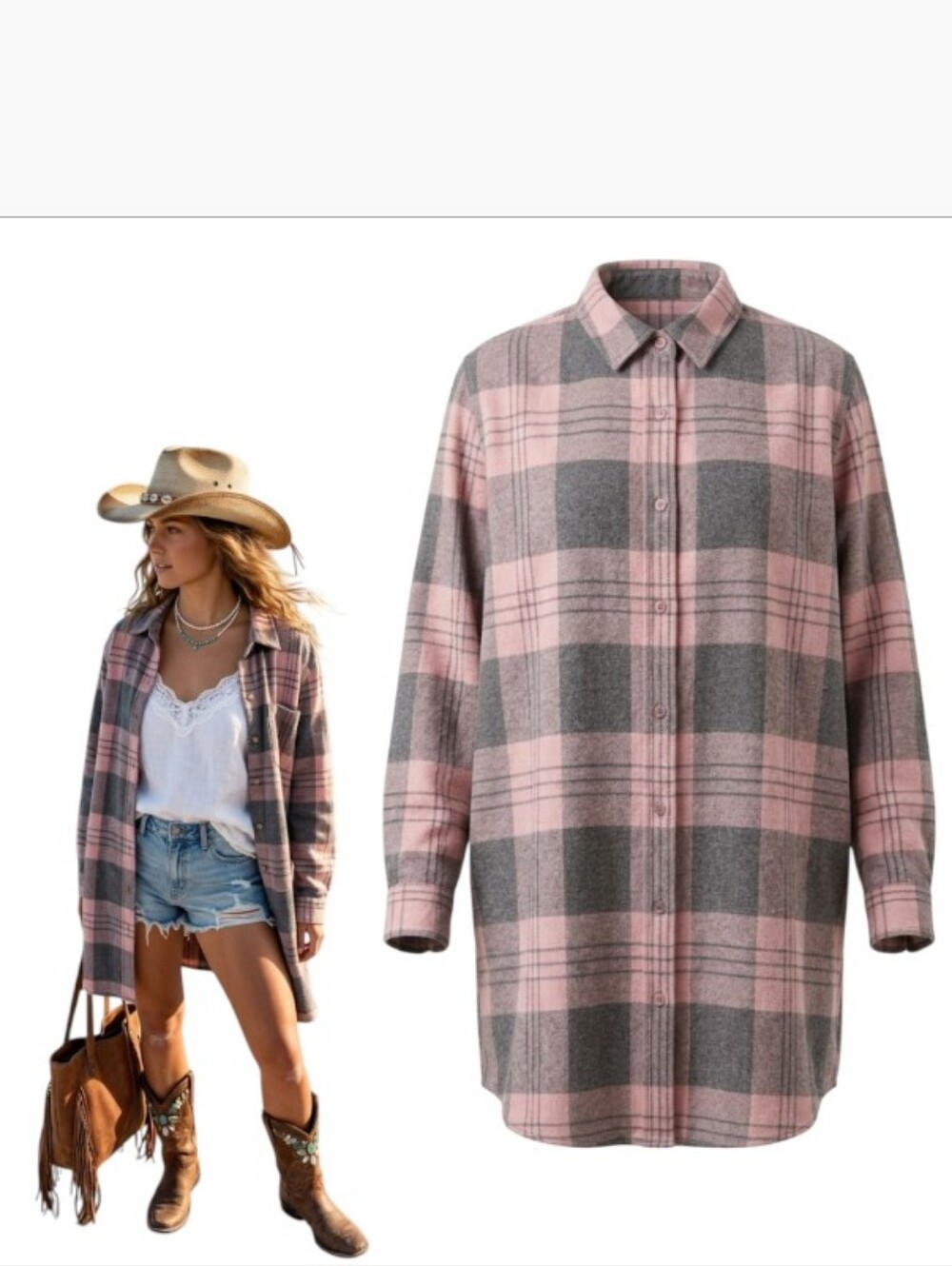 Plaid Button-Up Shacket Jacket Grandma Cottage Farmhouse Coastal Cowgirl XL